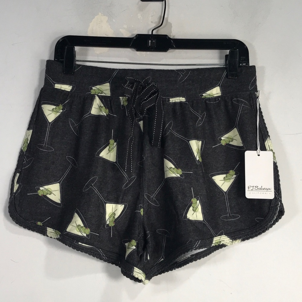 P.J. Salvage Martini Pajama Sleep Short, Women's Size M - Black/Green